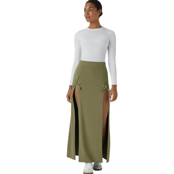 HALARA High Waist 2 In 1 Split Maxi Skort Skirt Buckle Detail Size Small NWT - Picture 6 of 14